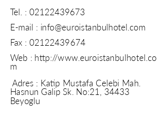Euroistanbul Hotel iletiim bilgileri